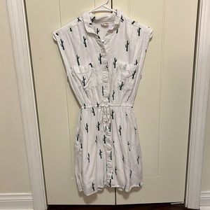 White romper with cacti pattern